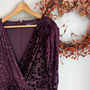Tommy Hilfiger Women's Puff Sleeve Burnout Velvet Floral Dress Sz 14 Purple